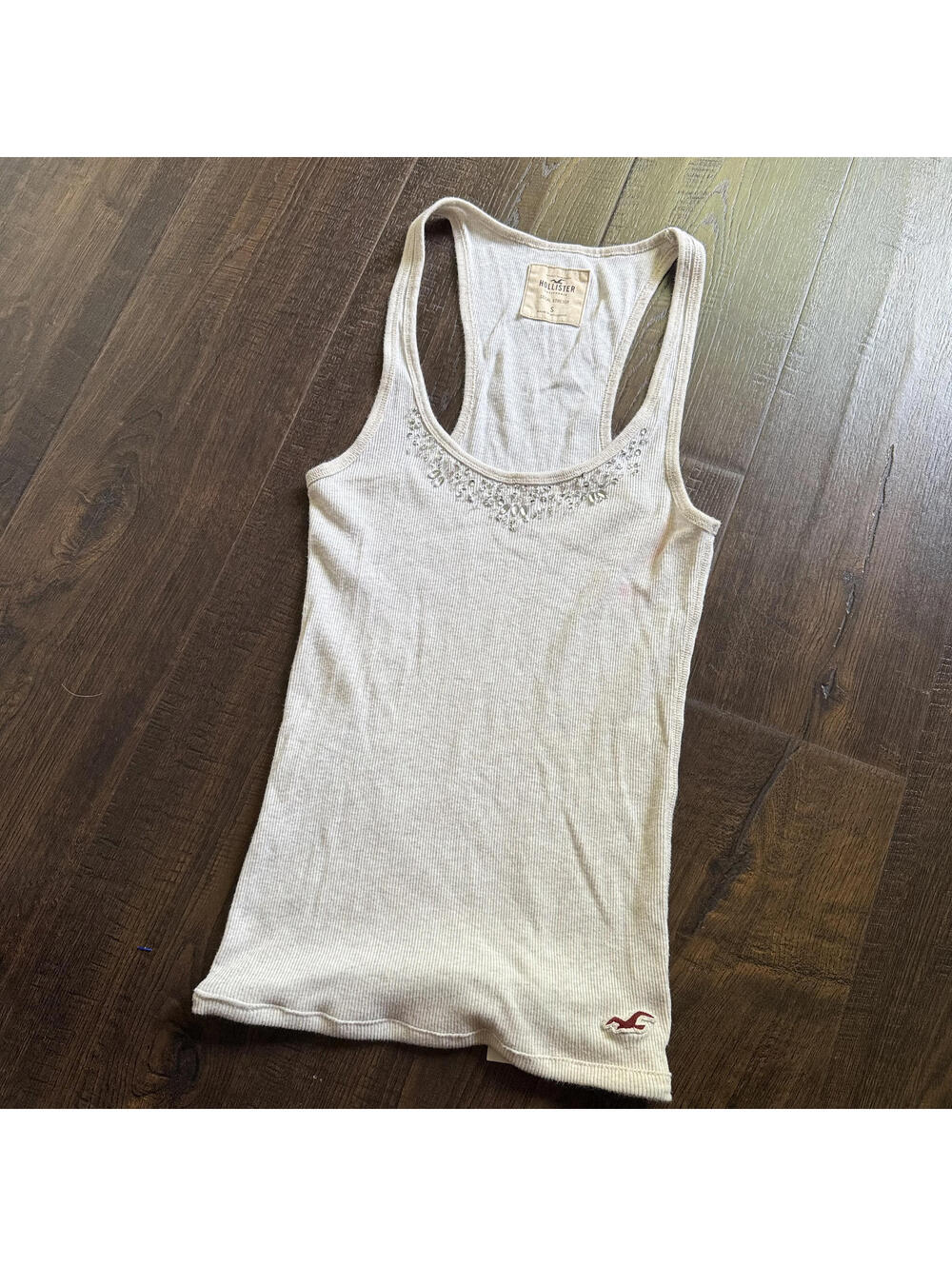 Reworked Vintage Y2k Hollister Rhinestone Bling Cami Tank Top S